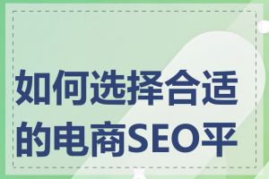 如何选择合适的电商SEO平台