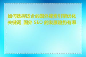 如何选择适合的国外搜索引擎优化关键词_国外 SEO 的发展趋势有哪些