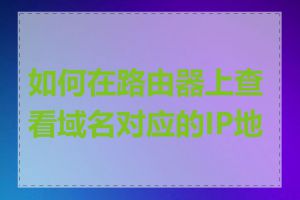 如何在路由器上查看域名对应的IP地址