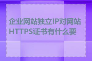 企业网站独立IP对网站HTTPS证书有什么要求