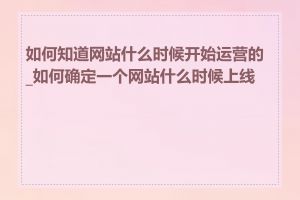 如何知道网站什么时候开始运营的_如何确定一个网站什么时候上线的