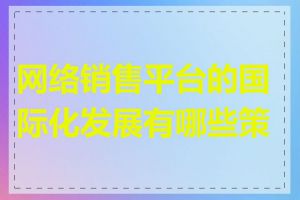 网络销售平台的国际化发展有哪些策略