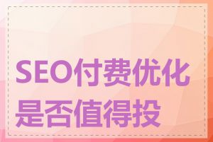 SEO付费优化是否值得投入