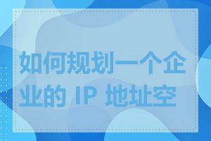 如何规划一个企业的 IP 地址空间