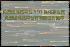 免费建网站平台 SEO 优化怎么做_免费建网站平台有哪些值得推荐的