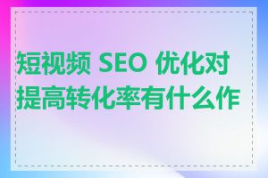 短视频 SEO 优化对提高转化率有什么作用