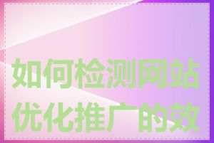 如何检测网站优化推广的效果