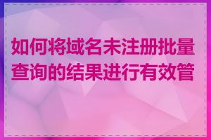 如何将域名未注册批量查询的结果进行有效管理