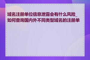 域名注册单位信息泄露会有什么风险_如何查询国内外不同类型域名的注册单位