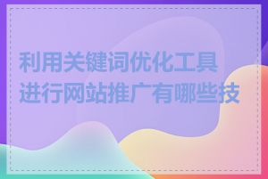 利用关键词优化工具进行网站推广有哪些技巧