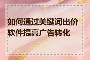 如何通过关键词出价软件提高广告转化率