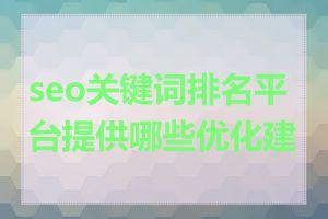 seo关键词排名平台提供哪些优化建议