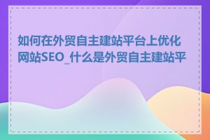 如何在外贸自主建站平台上优化网站SEO_什么是外贸自主建站平台