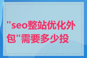 "seo整站优化外包"需要多少投入