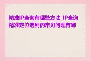 精准IP查询有哪些方法_IP查询精准定位遇到的常见问题有哪些