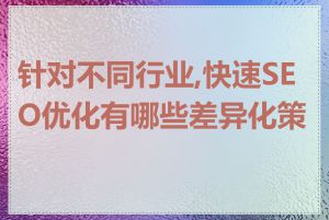 针对不同行业,快速SEO优化有哪些差异化策略