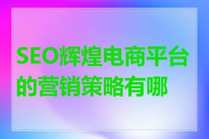 SEO辉煌电商平台的营销策略有哪些
