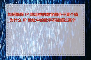 如何确保 IP 地址中的数字都小于某个值_为什么 IP 地址中的数字不能超过某个值