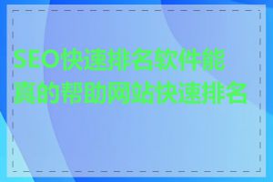 SEO快速排名软件能真的帮助网站快速排名吗