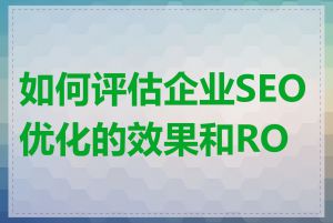 如何评估企业SEO优化的效果和ROI