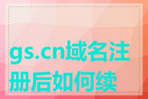 gs.cn域名注册后如何续费