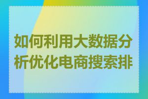 如何利用大数据分析优化电商搜索排名