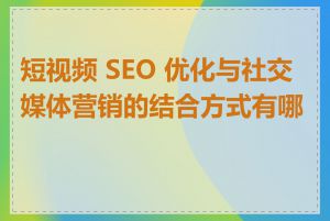 短视频 SEO 优化与社交媒体营销的结合方式有哪些