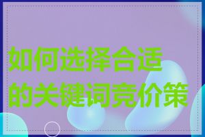 如何选择合适的关键词竞价策略