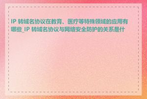 IP 转域名协议在教育、医疗等特殊领域的应用有哪些_IP 转域名协议与网络安全防护的关系是什么