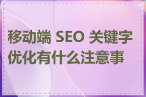 移动端 SEO 关键字优化有什么注意事项