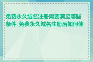 免费永久域名注册需要满足哪些条件_免费永久域名注册后如何使用