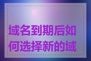 域名到期后如何选择新的域名
