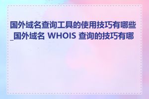 国外域名查询工具的使用技巧有哪些_国外域名 WHOIS 查询的技巧有哪些