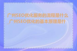 广州SEO优化服务的流程是什么_广州SEO优化的基本原理是什么
