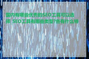 国内有哪些优秀的SEO工具可以选择_SEO工具有哪些类型?各有什么特点