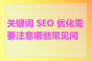 关键词 SEO 优化需要注意哪些常见问题