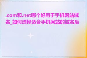.com和.net哪个好用于手机网站域名_如何选择适合手机网站的域名后缀