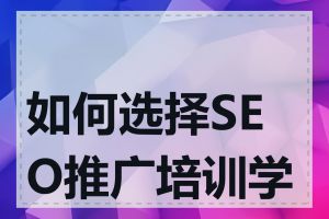 如何选择SEO推广培训学校