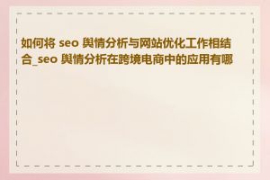 如何将 seo 舆情分析与网站优化工作相结合_seo 舆情分析在跨境电商中的应用有哪些