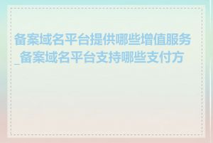 备案域名平台提供哪些增值服务_备案域名平台支持哪些支付方式