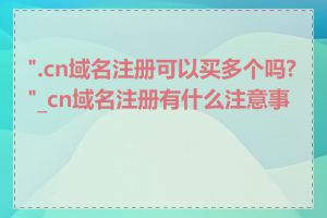 ".cn域名注册可以买多个吗?"_cn域名注册有什么注意事项
