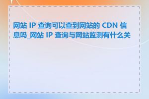 网站 IP 查询可以查到网站的 CDN 信息吗_网站 IP 查询与网站监测有什么关系