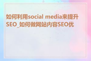 如何利用social media来提升SEO_如何做网站内容SEO优化