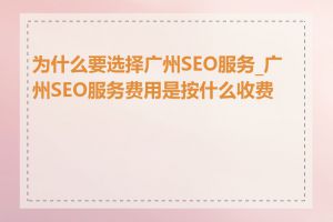为什么要选择广州SEO服务_广州SEO服务费用是按什么收费的