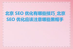 北京 SEO 优化有哪些技巧_北京 SEO 优化应该注意哪些黑帽手法
