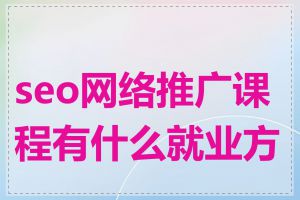 seo网络推广课程有什么就业方向