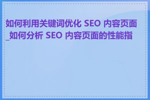 如何利用关键词优化 SEO 内容页面_如何分析 SEO 内容页面的性能指标