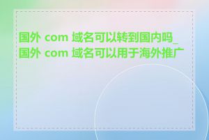 国外 com 域名可以转到国内吗_国外 com 域名可以用于海外推广吗