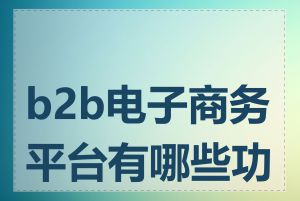 b2b电子商务平台有哪些功能