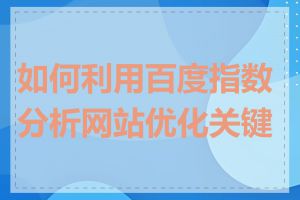 如何利用百度指数分析网站优化关键词
